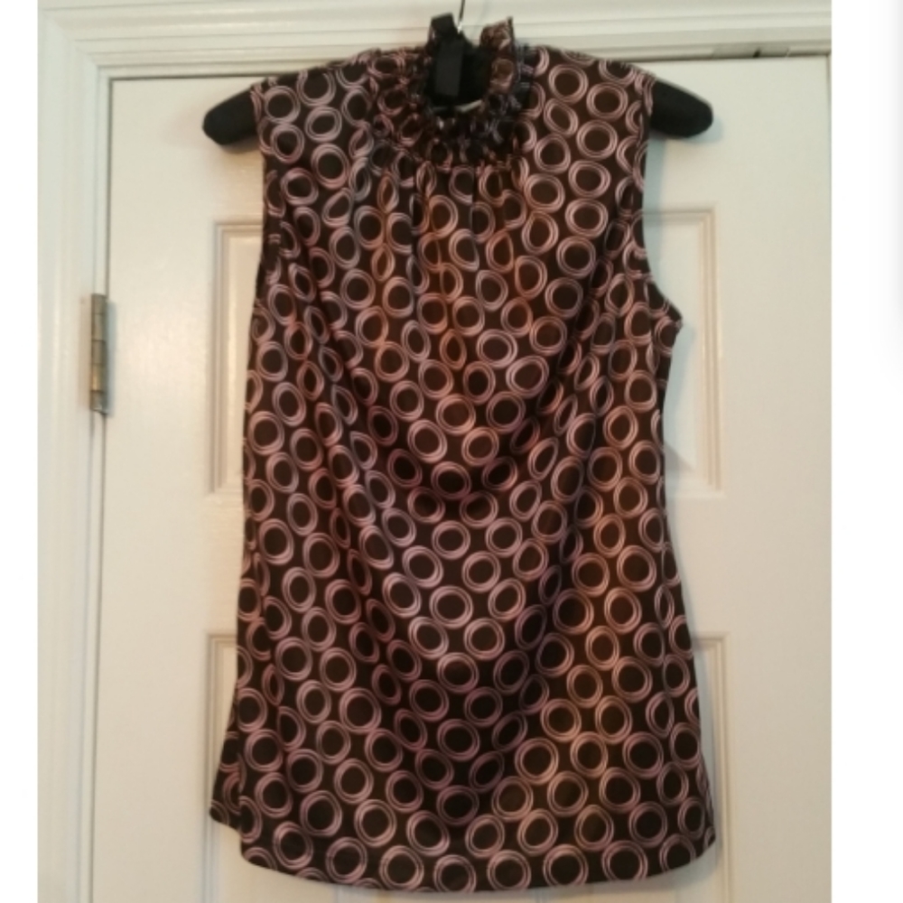 Cato sleeveless top, Small, Brown/Pink